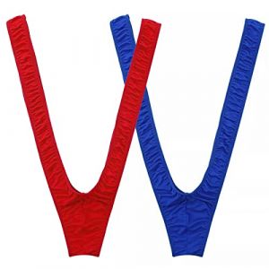 VemeFufu 2PCS Borat String Homme Sexy Hot Mankini Funny Maillot de Bain Tenue pour Hommes Rouge Bleu (VemeFufu FR, neuf)