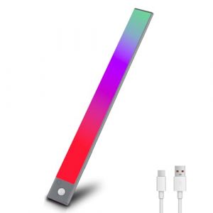 REYLAX 40CM RGBW Lampe de Placard Barre LED Veilleuse Sans Fil Couleur Dynamique Dimmable Lumiere Détecteur de Mouvement Intérieur pour Décoration Chambre Salle de Jeux Escalier Vitrines (REYLAX, neuf)
