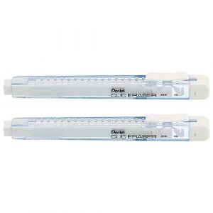 PENTEL Lot de 2 Stylos gomme CLIC ERASER Rectangulaire Corps bleu clair pastel (Stock Bureau Maison Bien-&ecirc;tre, neuf)