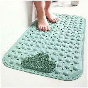 Moulaelos Tapis de Douche antidérapant 120 x 80 cm Tapis de Bain antidérapant avec ventouses Tapis de Douche Confortable Massage Tapis de Douche antidérapant Lavable en Machine Vert (Mountain lakes, neuf)