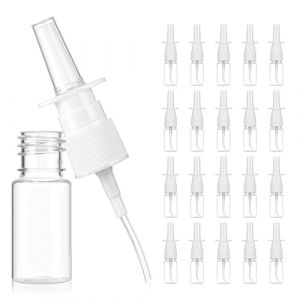 20 Pi&egrave;ces Flacons de Spray Nasal Vide 10 ml, Plastique Flacon Pulv&eacute;Risateurs de Voyage Rechargeables, Vaporisateur Atomiseurs pour Cosm&eacute;Tiques, Parfum, Huiles Essentielles, Fine, Mini (Transparent) (QINGEO, neuf)