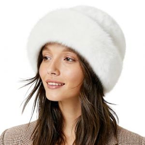 LXONTSG Chapeaux Fourrure d'hiver, Chapeau en Fausse Fourrure pour Femme, Chapka Femme, Bonnet Chaleur Hivernale, avec Bordure en Fourrure, pour Voyages, Randonn&eacute;e et D&eacute;tente &agrave; la Maison (Blanc) (yonglemei, neuf)