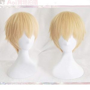 Cosplay Jeu de Perruque Destinée / Nuit Rester Zero Gilgamesh Perruques Cosplay Perruques Courtes Blond Doré Résistant à la Chaleur Synthétique + Bonnet de Perruque Gratuit (GUANBAIJI1982, neuf)