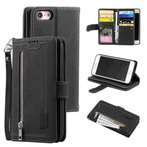 UEEBAI Coque pour iPhone 6/iPhone 6S, Etui en Cuir PU Portefeuille R&eacute;tro Antichoc Flip Case Anti-Choc Housse avec Fentes de Cartes Fonction Support, Fermeture Magn&eacute;tique - Noir (UEEBAI, neuf)