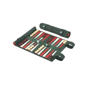 Melia Games Backgammon - Set de Voyage - Cuir Véritable - Pions en Buis Fait Main (Bella Italia) (Turquoise-Store, neuf)