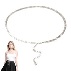OUDQFCJ Ceinture Femme en Strass Brillante Ceinture Taille Cha&icirc;ne Cristal pour Robe de Soir&eacute;e (Argent&eacute;e) (Mapico, neuf)