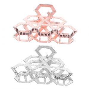 Mikinona 2 Pièces Pince à Cheveux Métal Hexagonale Pinces Plates Vintage Pour Femmes Clamps Géométriques Métalliques Accessoires Pour Cheveux Épais (Dawn Cedar, neuf)