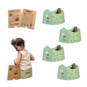 ECO POPLY - Pot de voyage portable r&eacute;utilisable et durable pour enfants de 1 &agrave; 10 ans - Hygi&eacute;nique et compact pour voyage, voiture, camping, pliable en carton &eacute;cologique (4 par paquet) (E-SERVIZI, neuf)
