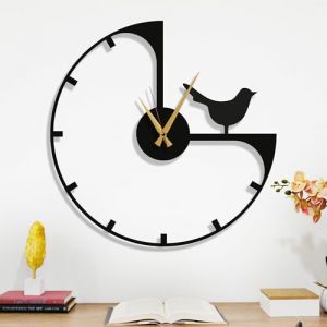 Dekory Horloge Murale Oiseau du Temps 70 cm, Horloge Murale Minimaliste en Métal Noir – Grande Horloge Murale pour Salon, Cuisine, Bureau – Design Contemporain – Idée Cadeau Parfaite (Dekorywallart, neuf)
