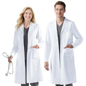 BSBUY Blouse Chimie Blanche Blouse de Laboratoire, Longues Blouse de Médecin avec Poche et Bouton pour Femme Homme, Blouse Medicale Unisexe, Blouse Chimie pour Lycée Collège Hospital Travail Étudiant (BSBUY, neuf)