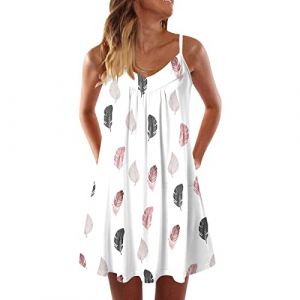 Robe D&eacute;t&eacute;nte Femme &eacute;t&eacute; Longue Grande Taille &eacute;l&eacute;gante Sexy Robes Courte D'&eacute;t&eacute; Cou Rond Sans Manches Imprim&eacute; Floral Boh&egrave;me Grande Taille Pas Cher 2023 Mode R&eacute;tro Mini Jupe De Plage Robe Asym&eacute;trique (BAULMD（90% Big Promotion Without Discount Code ）, neuf)