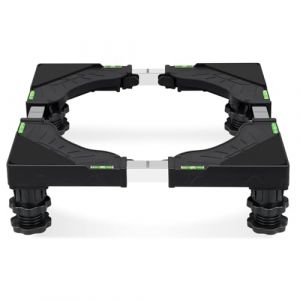W B D WEIBIDA Socle Machine a Laver 4 Pieds Rembourrés, Support Machine à Laver Charge 200KG, Largeur Réglable de 40-62cm, Hauteur de 10-12.5cm Support Électroménager pour Machines à Laver, Noir (WHEELBIRD, neuf)