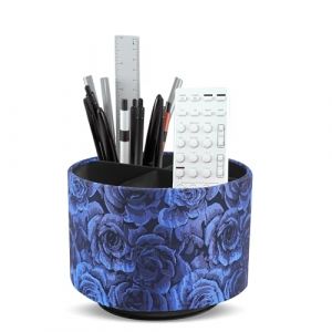 Czzmy Rotation range t&eacute;l&eacute;commande,Circulaire Support de t&eacute;l&eacute;commande en PU Cuir avec 4 Compartiments,Organisateur de bureau multifonction pour TV telecommande,Lunettes,Crayons(1-3D bleu rose) (guangzhouchuanzhizhumaoyiyouxiangongsi, neuf)