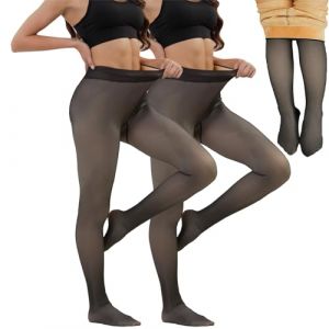 Merlvida Collant Polaire Femme Effet Transparent S-3XL - Collant Thermique Épais, Legging Chaud Femme Hiver - Collants à Taille Haute et Doublés Grande Taille (Merlvida Direct, neuf)