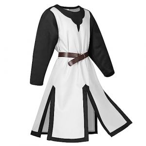 Gefomuofe Gilet médiéval pour homme - Lilas - Costume médiéval - Tunique d'Halloween - Chemise à lacets - Pirates - Sans manches - Manteau - Costume victorien - Lilas - Cosplay, C Blanc (avec (SDFKLJV, neuf)