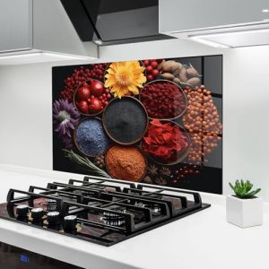 ARTHUB&reg; Cr&eacute;dence de Cuisine en Verre 70x100 cm, Autumn Color Spices | Protection Contre Les &eacute;claboussures, Rev&ecirc;tement Mural en Carreaux, Plaque en Verre, Verre tremp&eacute;, Aliments, &Eacute;pices (ARTHUB - wall decor, neuf)