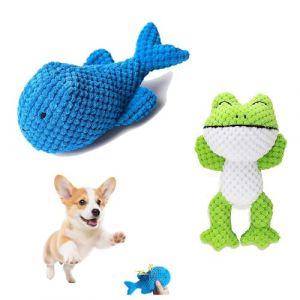 2 Jouets Interactifs Robustes Peluche Avec Couineur Pour Chiens–pour Jouer, S'entraîner,design Grenouille Requin, Jouets À Mâcher Amusants Pour Chiens De Petite, Moyenne Grande Taille (COLOR, XL) (Create-Go-EU, neuf)