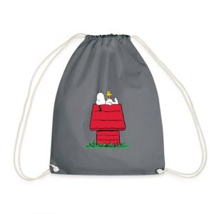 Spreadshirt Peanuts Snoopy Et La Niche du Chien Sac À Dos Cordon, Taille Unique, Gris (Spreadshirt France, neuf)