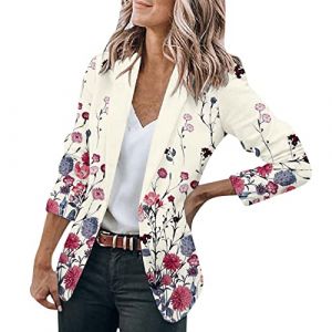 WWricotta Veste Tailleur Femme - Grande Taille Robe Blazer Femme Blazer Court Femme Coupe Ajust&eacute;E Tailleur De Soiree Manteau Blazer Pour Un Usage Quotidien Rose XL (Promotion Nouvel An, neuf)