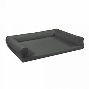 Juelle Lit orthopédique pour chien en faux cuir, Canapé pour chien avec matelas orthopédique pour grands chiens, Housse amovible, Lavable en machine, Lord XXL (145x105 cm, Cendres foncées) (PupilShop, neuf)