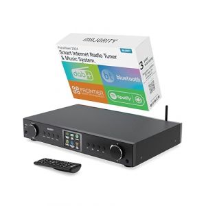 Radio Internet Dab FM WiFi Bluetooth |Tuner Dab pour Chaine HiFi avec Spotify Connect | Tuner HiFi avec Plus de 90 pr&eacute;s&eacute;lections, &eacute;cran LED Couleur | USB, AUX, RCA | Majority Fitzwilliam 2024 (Noir) (iZilla, neuf)