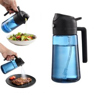 Holtrae 470 ml pulv&eacute;risateur d'huile fonc&eacute; anti-lumi&egrave;re de cuisson,Vaporisateur Huile Air Fryer 2-en-1,Accessoires Air Fryer Spray Huile d'olive,pour salades,p&acirc;tisseries,grillades,Vinaigre (Bleu) (NOIRE MARKET DELIVERY, neuf)