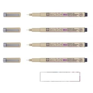 PIGMA MICRON Sakura 003 Noir. 4 PCS et 1 carte (espacebeauxarts, neuf)