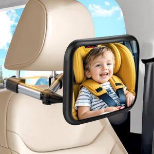 Miroir Voiture Bébé, Rétroviseur Bébé avec Clip à Crochet, 100% Incassable Miroir Bébé Voiture, 360°Rotation Retroviseur Voiture Bebe, Miroir Siège Arrière Bébé, Accessoire Voiture pour Jeunes Parents (MIMIGINODE, neuf)