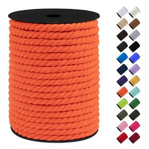 LEREATI Corde Macramé 8mm, 40m Fil Macramé Ficelle Corde Cordon Coton Naturelle, Grosse Corde Douce pour DIY, Porte Plante Mural, Jardin Décoration, Artisanat (Orange) (LEREATI, neuf)