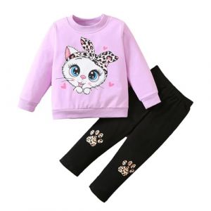 SoLu DAY8 Vetement Fille Hiver Pas Cher Jogging 1-6 Ans Ensemble Fille 2 Pi&egrave;ces Survetement Enfant Casual Tenu Habit Sport Pull Manche Longue Sweat + Pantalon (3-4 ans, Violet) (SoLu DAY8, neuf)