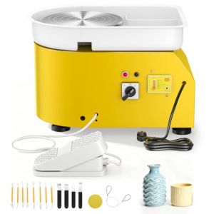 Tour de Potier,350W Tour de Potier Adulte avec P&eacute;dale,Roue de Poterie avec Bassin Amovible Plateau Tournant, Outils de Poterie pour Bricolage Poterie D&eacute;butante,Atelier Poterie(jaune) (giorgos-georgiou, neuf)