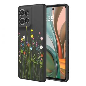 ILING Coque pour Motorola Moto G75 5G, Tr&egrave;s Mince &Eacute;l&eacute;gante Fleurs Vignes ou Panda Mignons Design Housse, Souple Silicone Liquide TPU Bumper Antichoc Mat Femme &Eacute;tui (Noir A97) (Wanten, neuf)
