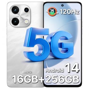 UMIDIGI Note 100 5G Smartphone, Android 14 Telephone Portable, 6.8" HD+ 120Hz Mobile Phone, 16GB+256GB/1TB, Dual SIM 5G T&eacute;l&eacute;phone Android, 50MP+16MP Kamera/5000mAh/Face ID/GPS/OTG (Jessica Gregory shop, neuf)