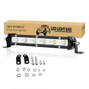 SKYWORLD Phare de Travail 18 cm 30W Slim Barre LED 12V 24V Projecteur LED Voiture Etanche IP67 Inondation Feux de Travail pour 4x4 Voiture Camion Tracteur SUV Bateau, 6000K Feux Antibrouillard (SKYWORLD-EU, neuf)
