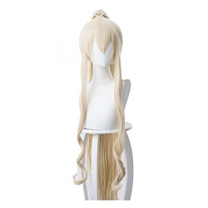 HBYLEE - Perruque Cosplay Perruques Anime !!Jeu Arknights Shining Cosplay Silent Midnight Maillot de bain longue queue de cheval jaune avec cheveux bouclés Accessoires de jeu de rôle [Couleur : jaune] (弘玟商贸店, neuf)