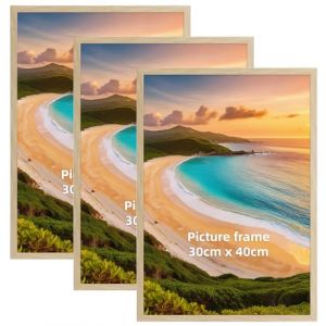 Hoikwo Lot de 3 Cadres 30 x 40 en Bois Imitation - Cadre Photo Poster 30x40 cm PVC Léger, Pour Certificats, Affiches, Décoration Murale, Multi-Suspension (Hoikwo, neuf)