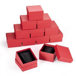 Craftdady 12 bo&icirc;tes cadeaux en carton pour bijoux avec coussin - Bo&icirc;tes de rangement et d'emballage rectangulaires pour montres, bracelets, colliers - Bo&icirc;tes d'affichage, Cerise (Craftdady, neuf)