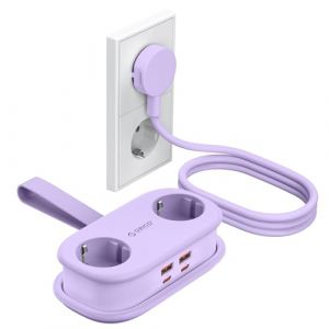 ORICO 65W GaN Prise de Voyage Multiple avec USB-C, 6-en-1 Multiprise Rapide avec 4 Ports USB, Multiprise avec Câble d'Extension Rétractable 1.6m pour MacBook, iPad, Téléphone, Voyage -AP3 Violet (ORICO Official Store, neuf)