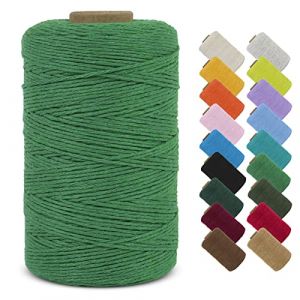 LEREATI Fil Macramé 1mm x 390m Corde Macramé Fil de Coton Naturel Ficelle Macramé Cordon, Cordelette 1mm pour Porte Plante Mural, Rideau, Tressée, DIY Artisanat, Cadeau Décoration (Vert) (LEREATI, neuf)