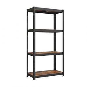 SONGMICS Étagère de Rangement à 4 Niveaux, 40 x 80 x 160 cm, Capacité 520 kg, Planches Réglables, Style Industriel, pour Cuisine, Salon, Marron Rustique et Noir GLR044B11 (SONGMICS HOME FR, neuf)