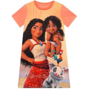 Disney Chemise De Nuit Fille | Pyjama Fille Moana 2 | Chemises De Nuit Fille Manche Courte | Orange 4-5 Ans (Character FR, neuf)