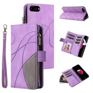 xinyunew Coque pour iPhone 6 Plus/iPhone 7 Plus/iPhone 8 Plus, Housse Etui en Cuir PU Portefeuille [Antichoc] [Magn&eacute;tique] [avec 9 Emplacements] [Stand Fonction] Flip Coque,Violette (xinyunew, neuf)
