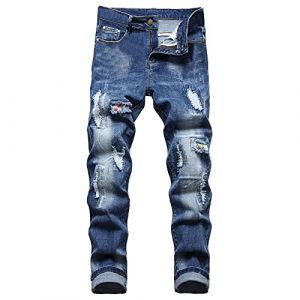 Jean D&eacute;chir&eacute; Trou&eacute; Homme Pantalon Cargo Jogging Chino Sarouel Harem Sweatpants Denim Noir Bas Survetement Pas Cher Survet Noire Joggings Sport Trousers Pants Skate Jogger Travail Slim Fit Elastique (ZSEGEDN, neuf)