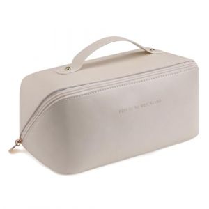 Trousse deToilette Femme, Trousse Maquillage Cosmétique Fille Ado Voyage Petite Sac à Cosmétiques Maquillage Main Originale Organiseur Fourniture Cadeau (Beige) (Cabrianne, neuf)