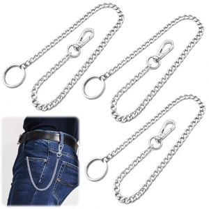 XSHAO&reg; 3 Pi&egrave;ces Chaine Pantalon, Chaine Portefeuille 45 cm Porte-cl&eacute;s avec Mousqueton pour Hommes Femmes en Argent (XSHAO, neuf)