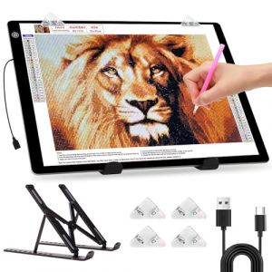 Elice Table Lumineuse A3 4800 Lux Ultra Fine 5 mm - Plaque Lumineuse à Intensité Variable Avec Support/Clips Pliable pour Peinture Diamant 5D, Dessin et Accessoires (ELICE EU, neuf)