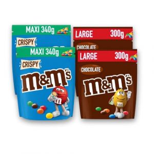 M&M'S &ndash; Lot de 2 Pochons Crispy 340g + 2 Pochons Chocolat 300g &ndash; Maxi Format &ndash; Sachets Partage (PENNGUIN-FR, neuf)