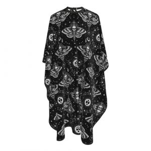Cape De Coiffure Cr&acirc;ne De Papillon Gothique, Soleil Et Lune, Noir Et Blanc Cape De Salon De Coiffure Lavable R&eacute;glable Tablier De Barbier, Pour Femme, Le Dyeing, Adultes, 140x168cm (MoTaiFenShop, neuf)