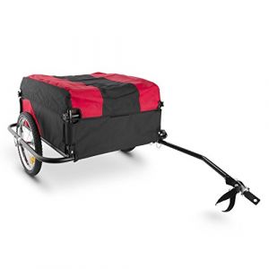 Duramaxx Mountee - Remorque de vélo, Capacité 130L, Charge Max. 60kg, Toile en Nylon avec Protection Anti-Pluie Incluse, Chariot de Transport, Bagage à vélo, Roues de 16", Pliable, Rouge (Electronic-Star-FR, neuf)