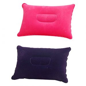 SMELEYOU Coussin Plage Oreiller Gonflable Plage 2 Pcs Confortable Petit Gonflable Voyage Oreiller Portable Oreiller Extérieur pour Le Camping, Randonnée, Randonnée Pédestre - Rouge Et Violet (xuanenxianLongDongYanChengshangmaoyouxiangongsi, neuf)